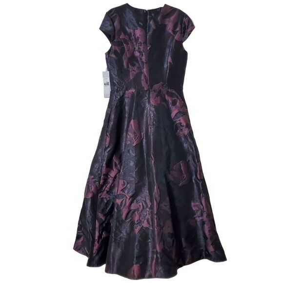 Kay Unger Massima Metallic Floral Jacquard Midi Cocktail Dress Mink Rose Size 6 - Picture 7 of 12